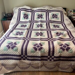 Elegant Purple and Cream Quilt and pillow sham